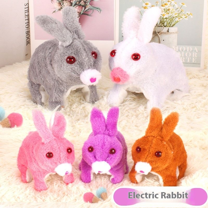 Lapin en peluche électrique pouvant sauter et appeler un petit lapin, jouet lumineux_voghion.com