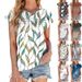 2025 Spring/Summer New Printed Striped Round Neck Loose Short Sleeve T-shirt Top For Women_voghion.com