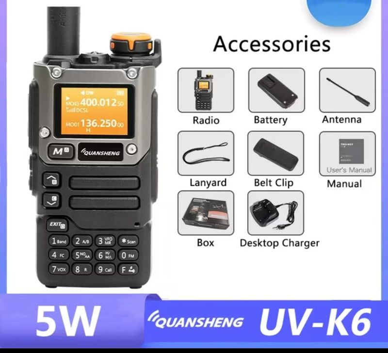 UV-K6 Walkie Talkie UV-K5 En-tasts frekvens luftfart multibånd med kinesisk engelsk omskiftelig kommunikation_voghion.com
