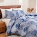 Blue Ink Geometric Abstract Quilt Cover Home Textile Bedding Three Piece Set_voghion.com