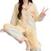 Autumn And Winter Casual Air Cotton Interlayer Thermal Pajamas Women's Loungewear Set_voghion.com