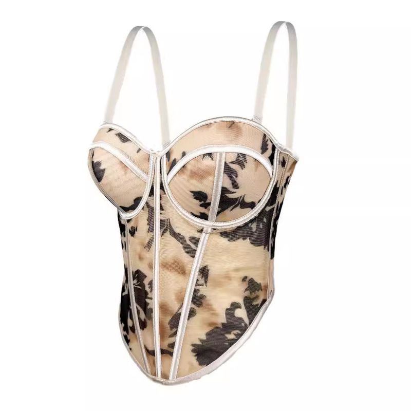 Women's Clothing Gold Stamped Printed Tube Top Camouflage High End Outer Wear Suspenders Autumn And Winter Sexy Inner Wear Fishbone Bra_voghion.com