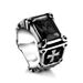Dominant rectangular red inlaid black for men and women, cross index finger ring trendy_voghion.com