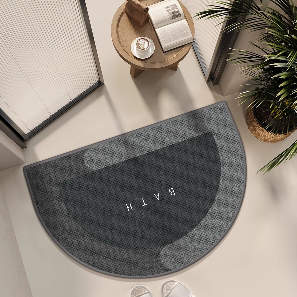 Leinengewebte Badezimmer-Fußmatte, rutschfeste Fußmatte, saugfähige Bodenmatte, Toilette, schmutzabweisend, Anti-Fall-Teppich, Türmatte_voghion.com