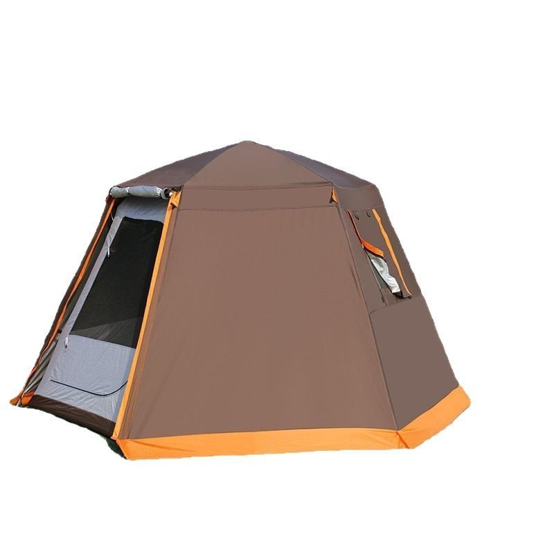 New Automatic Hexagonal 4 5 6 7 8 Person Style Family Camping Mongolian Yurt Tent_voghion.com