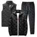 Dreiteiliges Set: Winterjacke mit Kapuze, Daunenjacke und Baumwollhose, Herren-Baumwollhose und Weste_voghion.com