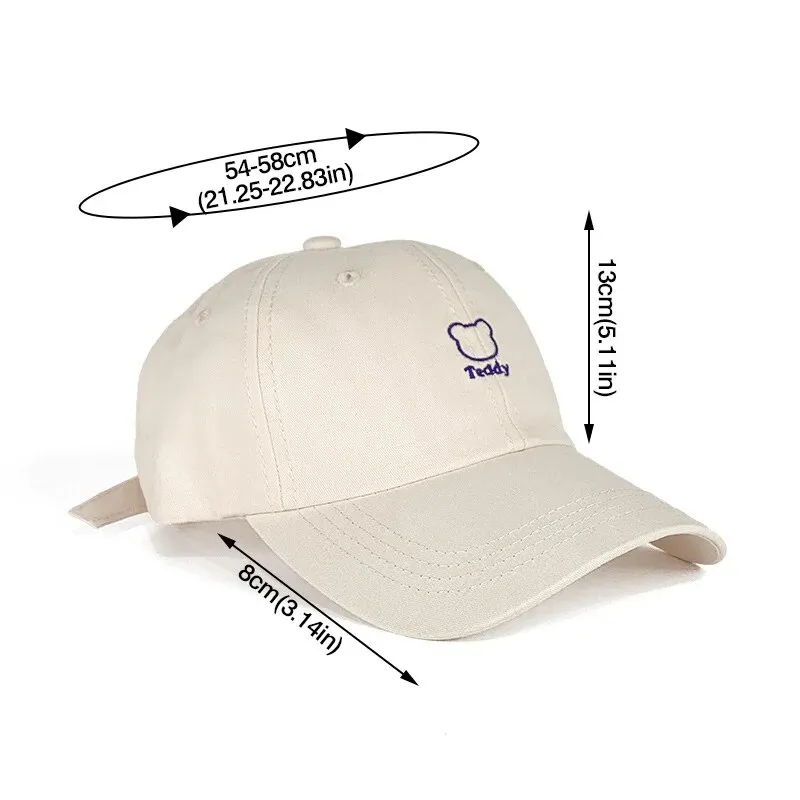 Hot Sale Bear Embroidery Women Baseball Hat Unisex Adjustable Snapback Peaked Cap Soild Color Cotton Bonnet Girls Outdoor Sport_voghion.com