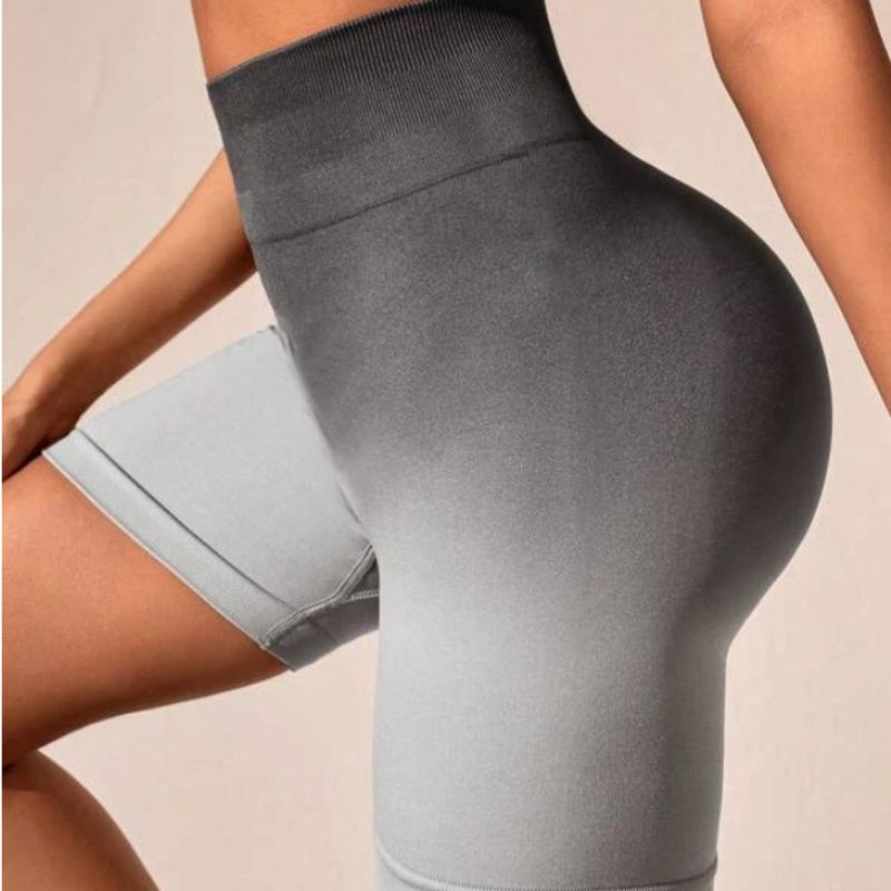 Women's High Waisted Tummy Tuck Yoga Pants Fitness Hip Lifting Seamless Tie Dye Gradient Sports Tight Shorts_voghion.com