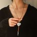 Collana con croce turchese retrò da donna, in pelle alla moda, con corda, non sbiadisce, catena per maglione retrò Love_voghion.com