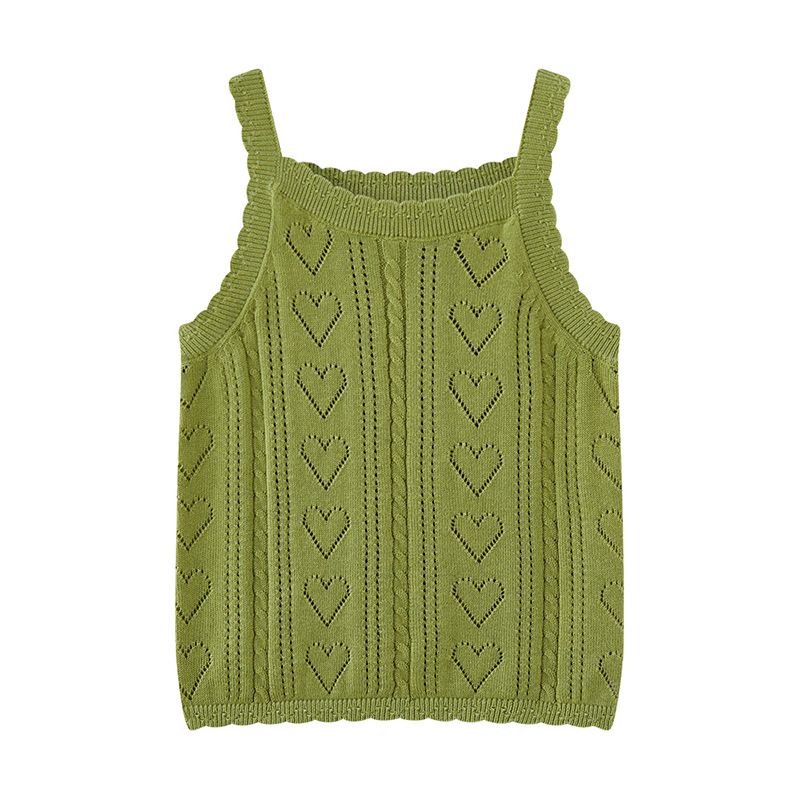 Girls' Sleeveless Knit Tank – Breathable Lace Trim Summer Top (80cm-130cm, 4 Soft Colors)_voghion.com