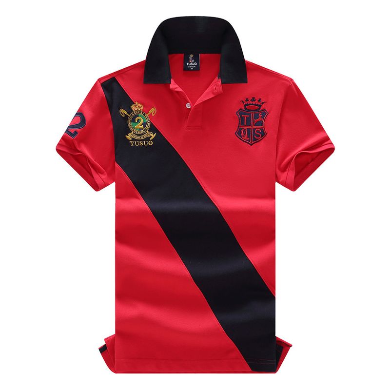Men's Clothing New short sleeved polo shirt men's light luxury quality royal leisure sports large size cotton embroidery color matching color_voghion.com