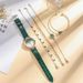 Women's fashion ins gradient dial crocodile pattern belt quartz watch green small flower bracelet jewelry set_voghion.com