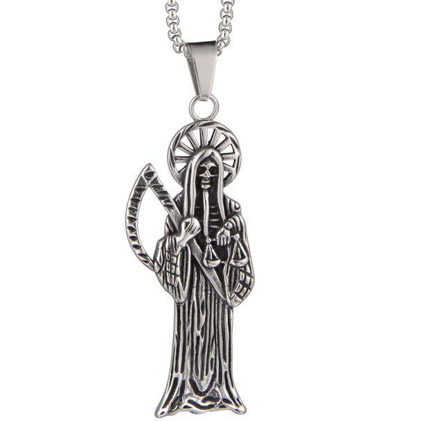 Modieuze en populaire hiphop titanium stalen sikkel doodshanger persoonlijkheid mannen en vrouwen casual koppel ketting_voghion.com