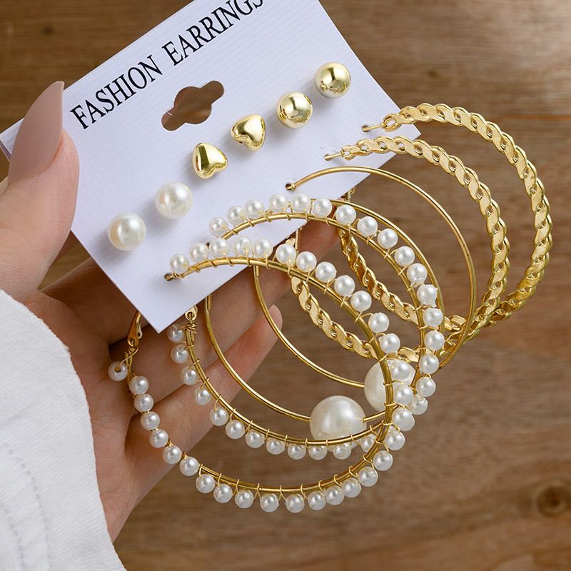 Wrapping Perl Grouss Ouerréng Geometresch Ouerréng Set Einfach Léift Stud Ouerréng Kombinatioun Ouerréng_voghion.com