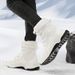 Scarpe da trekking alte con lacci da donna in cotone per l'autunno e l'inverno, stivali da neve oversize_voghion.com