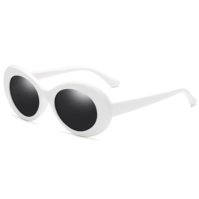 YOOSKE Oval Sunglasses for Women Men Brand Designer Clout Kurt Cobain Sun Glasses Ladies Black White Goggles_voghion.com