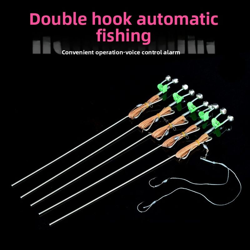 Tappo di terra automatico per la pesca in acciaio inossidabile con ruota a molla, set di lenze per ami Silver Carp Bighead Turtle_voghion.com