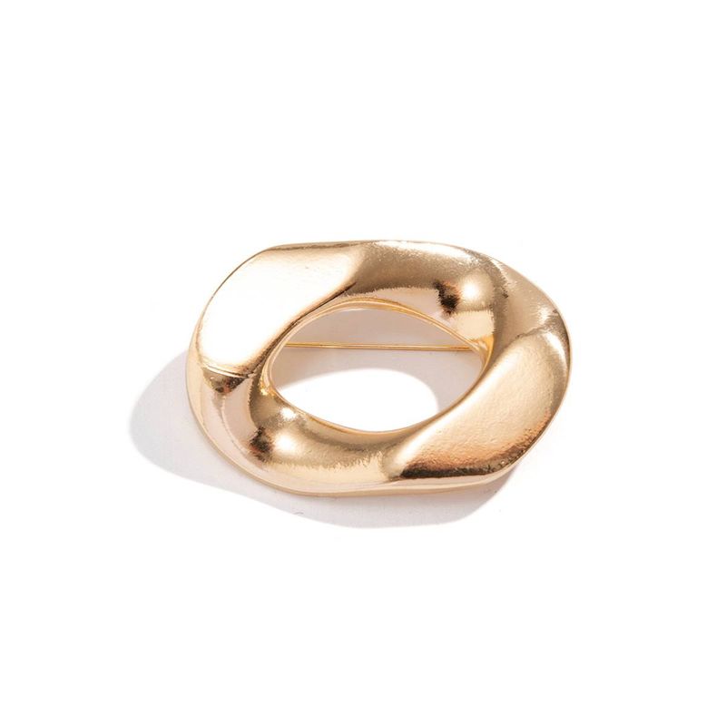 Ins Style suur nööp O-kujuline pross naistele lihtne metallikvärv liialdatud temperamendiga külm tuulejope aksessuaarid_voghion.com