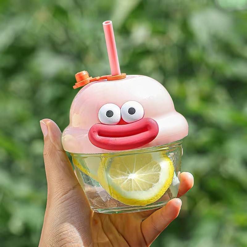 Juego de mini vasos de vidrio con diseño de dibujos animados para niños (capacidad de 200 ml para jugo, leche y agua)_voghion.com