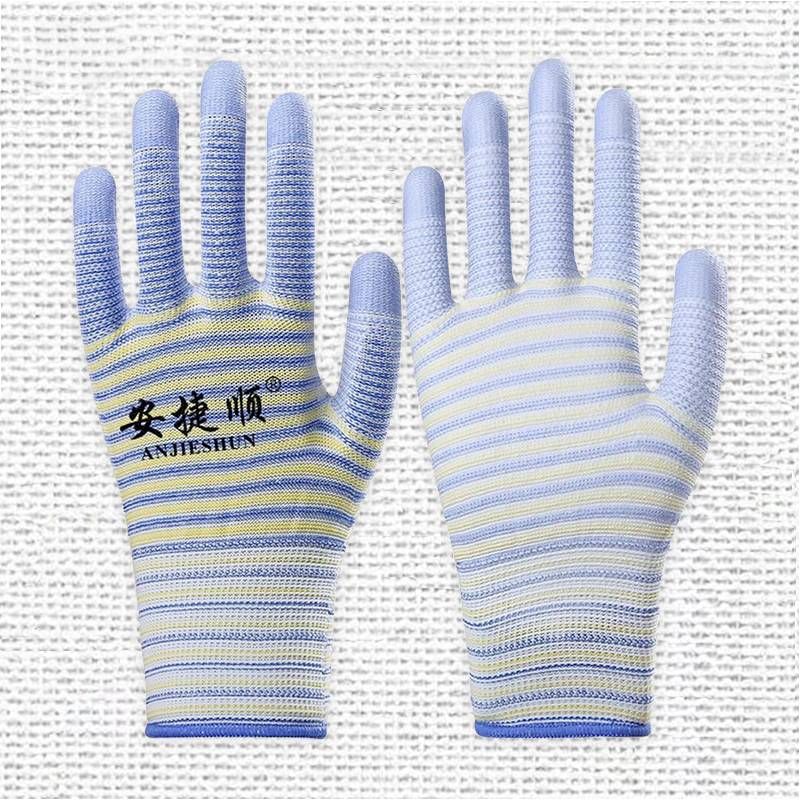 PU Impregnated Plastic Coated Fingers And Palm Nylon Wear-resistant Non-slip Labor Protection Gloves_voghion.com