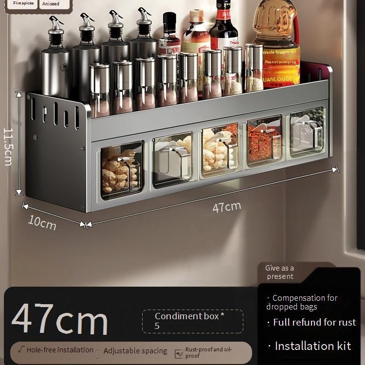 Wall Mounted Spice Rack Organizer - No Drilling Required, Multi-Tier Kitchen Storage With Free Measuring Spoons & Waterproof Labels_voghion.com