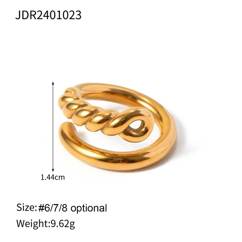 Anello ad incastro con apertura a nodo in acciaio inossidabile dorato in stile Instagram, design unico, anello minimalista in acciaio al titanio_voghion.com