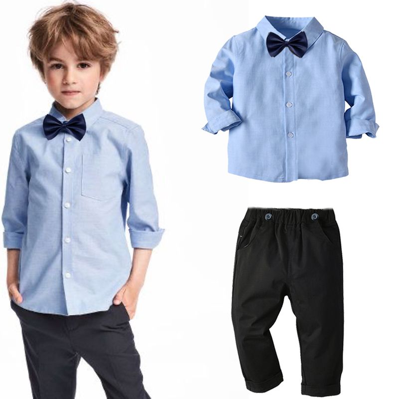 Children's Clothing Boy's Suit Children's Long Shirt Trousers Formal Dress Baby Spring And Autumn Banquet Host Dress_voghion.com