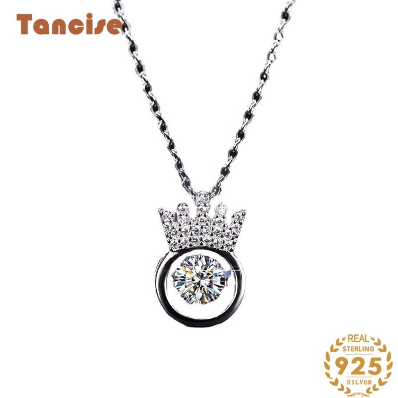 Tancise Luxus-Persönlichkeits-Silber-Moissanit-Anhänger-Halskette für Damen, klassisches Tide-Party-Geschenk_voghion.com