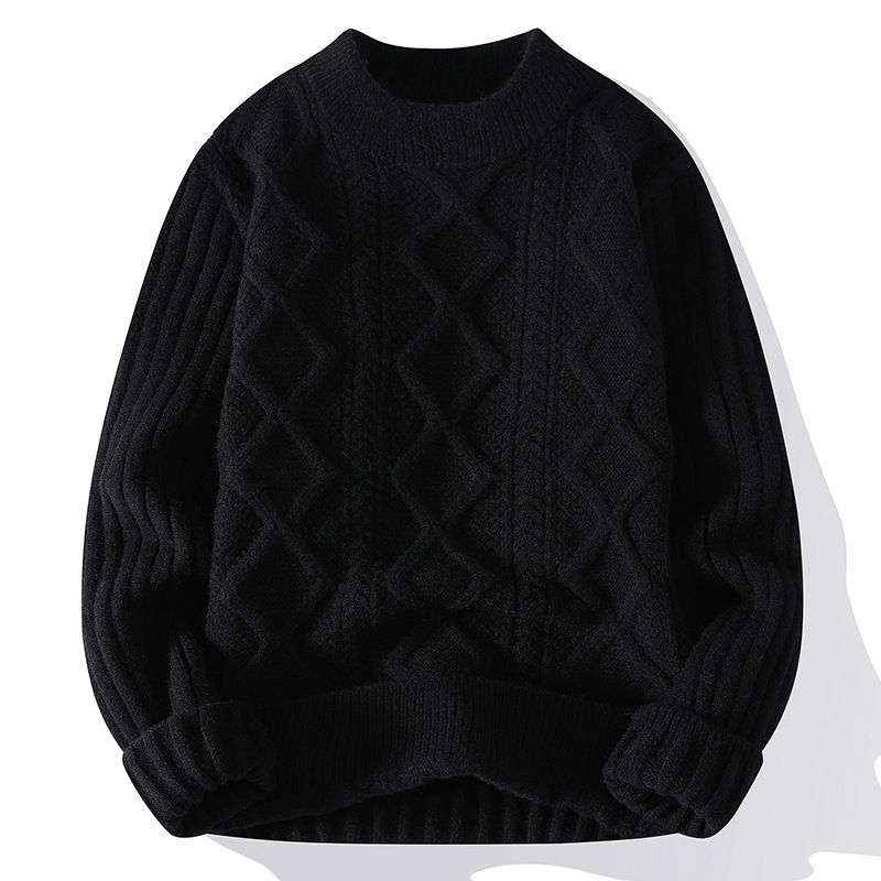 Trend Men's Autumn And Winter Thick Sweater Solid Color Fashion Pullover Half Turtleneck Warm Knit Base Shirt Trend_voghion.com