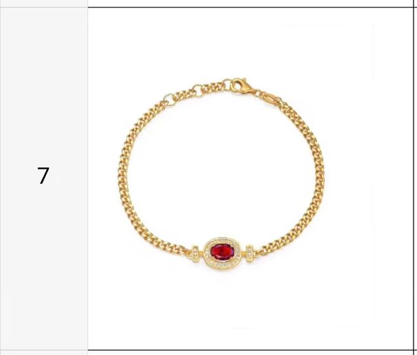 Nuovo braccialetto a catena cubana 5G di alta qualità, semplice e duraturo, con intarsi rossi_voghion.com