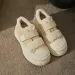 Women's Colorblock Plush Winter Warm Casual Skateboard Shoes Bd8d_voghion.com