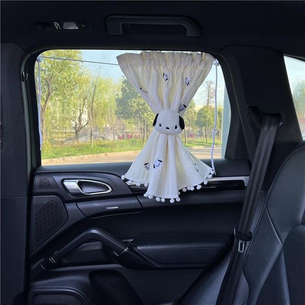 Creative Camellia Flower Printed Embroidered Car Sunshade, Non Punching Suction Cup Type, Rear Universal Version For_voghion.com