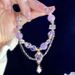Braccialetti di perline di cristallo di vetro viola di lusso leggero per donne, eleganti braccialetti con ciondolo a farfalla e nappa, gioielli da polso per ragazze dolci_voghion.com