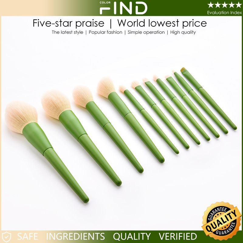 11-tlg. Grünes Make-up-Pinsel-Set Professionelles Make-up-Pinsel-Set für das Gesicht FINDCOLOR Direktverkauf ab Werk_voghion.com