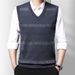 Men's Knitted Vest Sweater - Sleeveless Pullover Winter Warm Polyester V-Neck Slim Fit Casual Layering_voghion.com