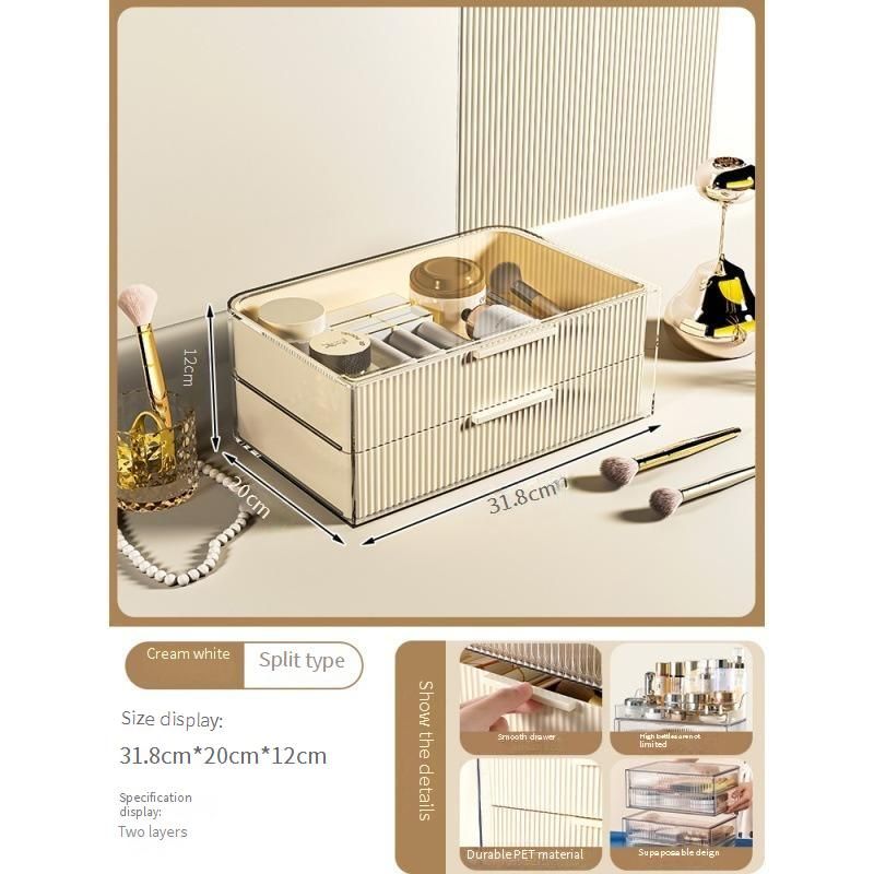 Large Makeup Organizer With Dustproof Cosmetic Storage Box For Lipstick Skincare Desktop Vanity Organizer With Adjustable Compartments_voghion.com