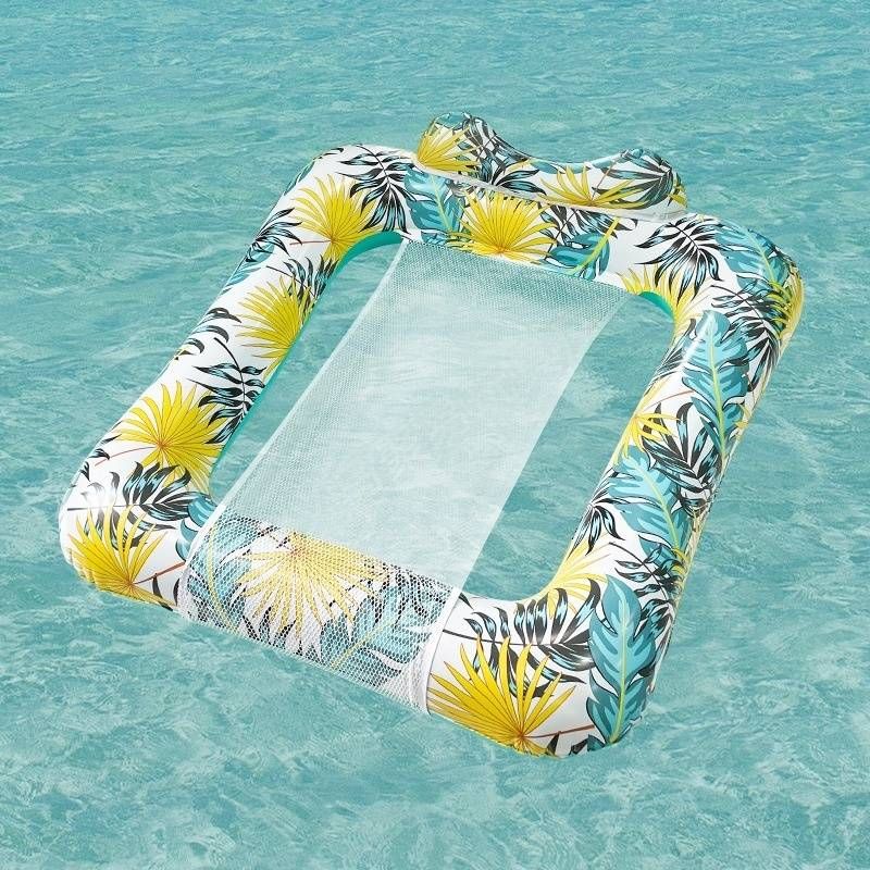 Opblaasbare, vierkante ligstoel met bultgaas - Robuust drijvend bed voor volwassenen (antislip, snel drogend, voor gebruik in zwembaden en meren)_voghion.com
