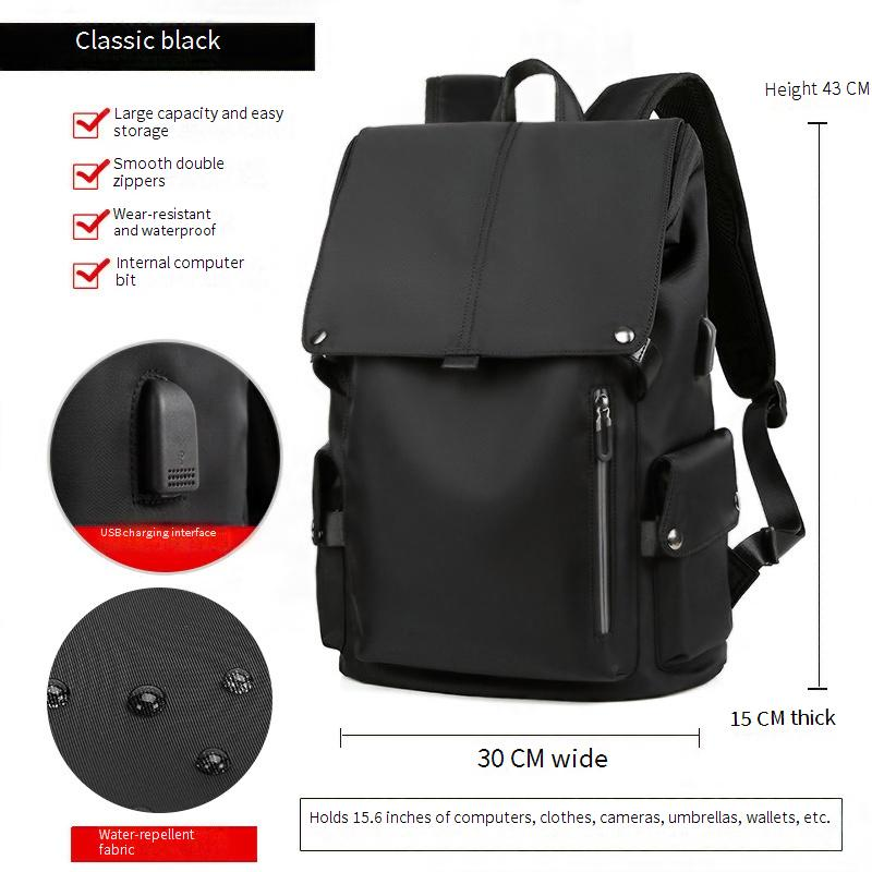 Zaino premium da uomo con porta USB, zaino per laptop di grande capacità per viaggi, lavoro e spostamenti, tessuto Oxford resistente all'acqua, design ergonomico_voghion.com