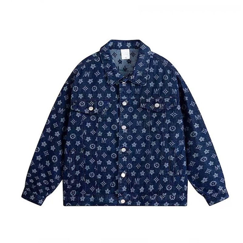 Women's Clothing New Jacquard Full Print Denim Jacket Fashion Brand Loose Casual Handsome All match Jacket_voghion.com