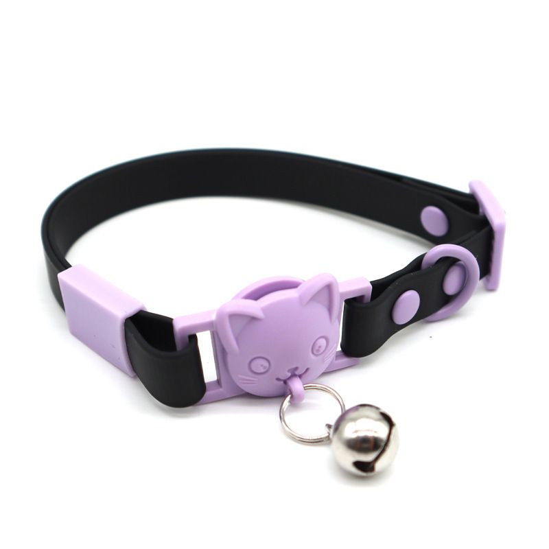 Produse noi pentru animale de companie Guler de clopoțel reglabil pentru pisici macaron impermeabil din PVC_voghion.com