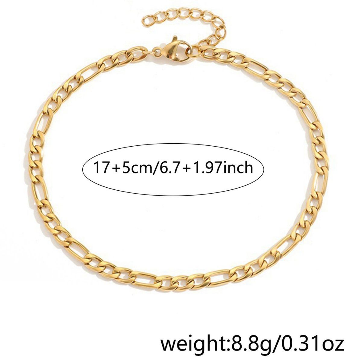 Minimalist Stainless Steel Unisex 6mm Bracelet Anklet Gold Plated Cuban Hip Hop Versatile Thick Chain Jewelry_voghion.com
