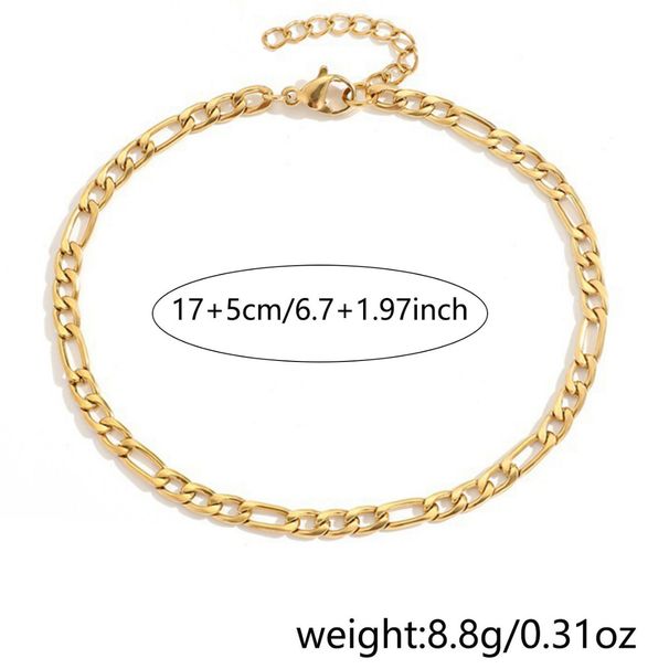 Minimalist Stainless Steel Unisex 6mm Bracelet Anklet Gold Plated Cuban Hip Hop Versatile Thick Chain Jewelry_voghion.com