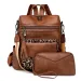 PU Women's Winter New Versatile High-End Double Color Tassel Backpack_voghion.com