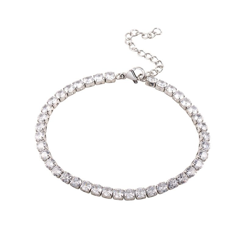 Light Luxury Fashion Hip-Hop INS Style Adjustable 4mm Titanium Steel Tennis Chain Zircon Bracelet For Men And Women_voghion.com