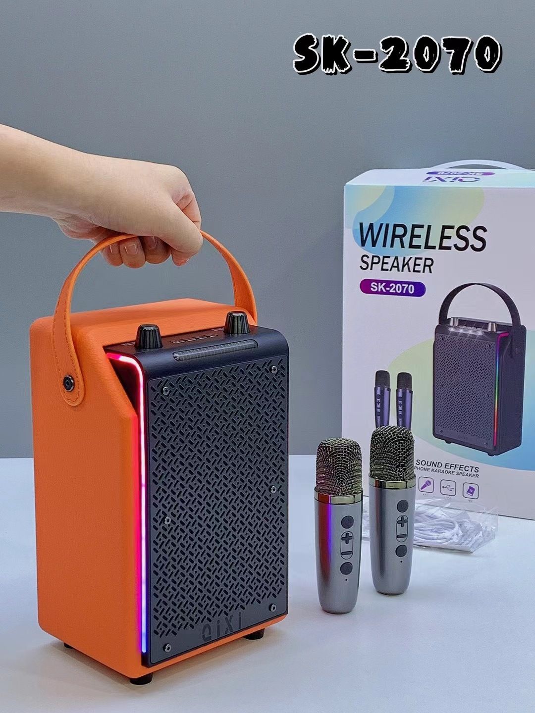 Neu SK-2070 Bluetooth tragbares außenmikrofon, Karaoke-All-in-One-Lautsprecher, drahtloser Handlautsprecher_voghion.com