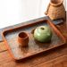 Plateau à thé en bois moderne - Porte-tasse rectangulaire pour salon avec rangement pour clés (élégant et léger, décoration d'intérieur luxueuse)_voghion.com