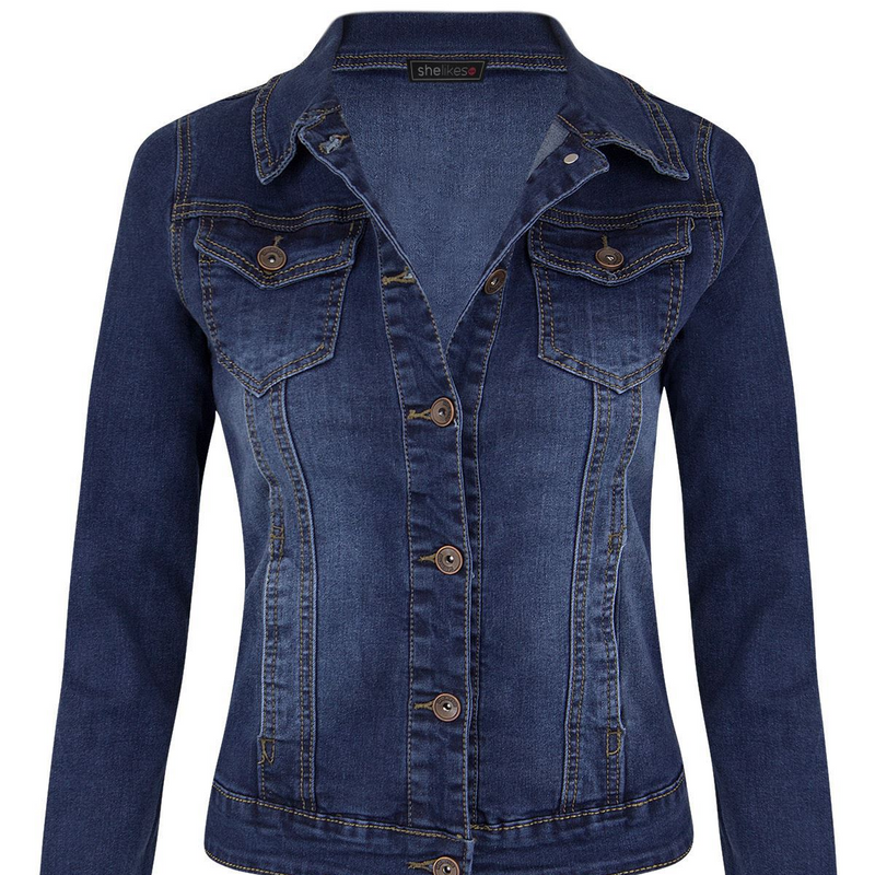 Odzież damska Płaszcz wierzchni kurtki jeansowej typu slim-fit ze stretchem_voghion.com