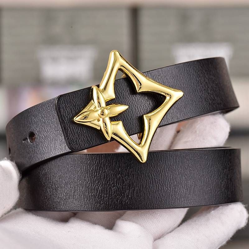 Belt Women Texture, Genuine Cowhide, Double-sided Usable For Men With Dia Shaped Hollow Buckle, Simple And Versatile_voghion.com