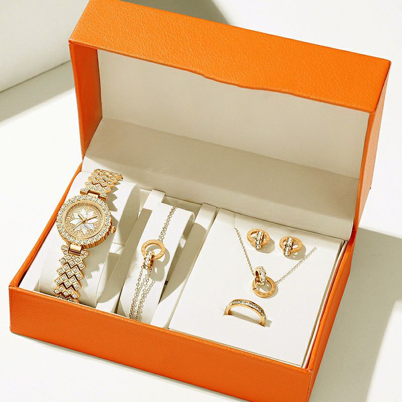 Women's Gift Box Full Diamond Elegant Versatile Quartz Watch Set_voghion.com