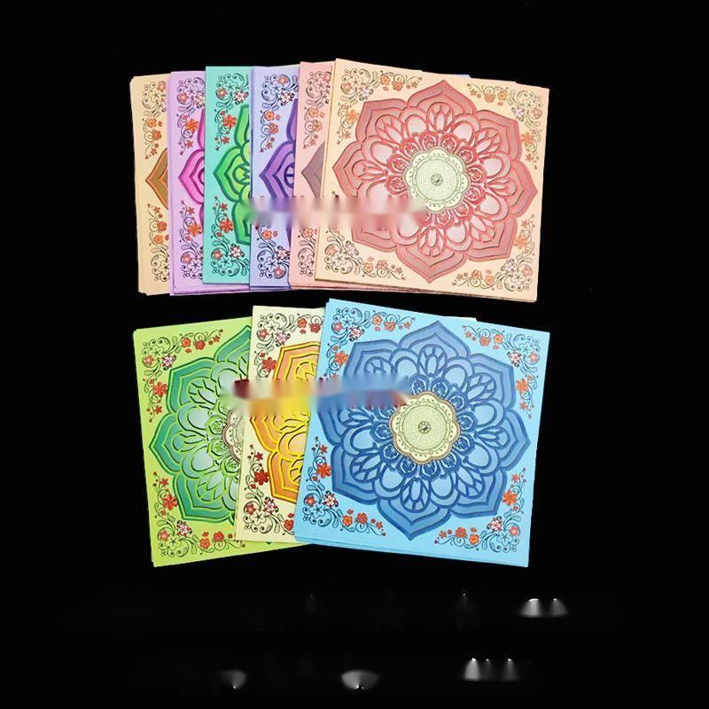 Carta Mantra della Grande Compassione a Nove Colori con Stampa a Colori Fronte-Retro 1 Set Nove Colori Circa 360 Fogli 19*19 Cm_voghion.com